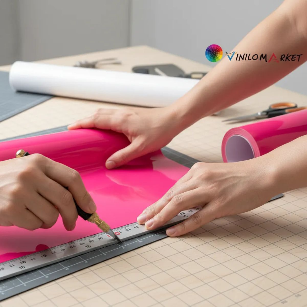 NEON - Vinilo Adhesivo De Corte Rosado Fucsia De 30 Cm X 10 Mts