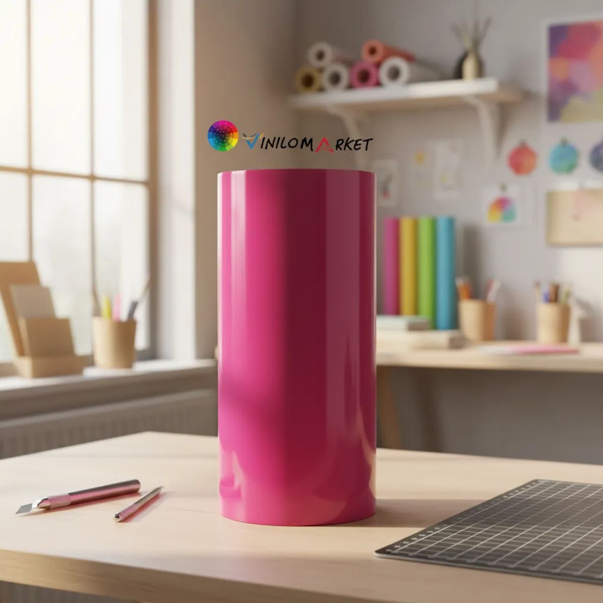 NEON - Vinilo Adhesivo De Corte Rosado Fucsia De 30 Cm X 10 Mts