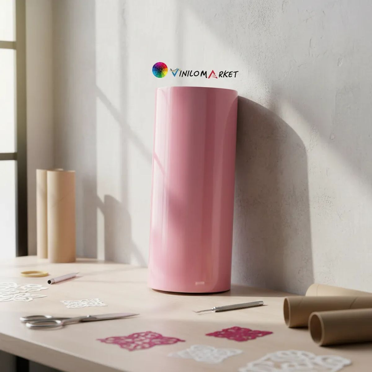 NEON - Vinilo Adhesivo De Corte Rosado Suave Brillante De 30 Cm X 10 Mts