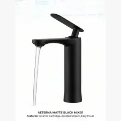 GENERICO - Llave Grifo Monomando Para Baño Lavabo Mezclador Grifería Lava Mano Color Negro Mate
