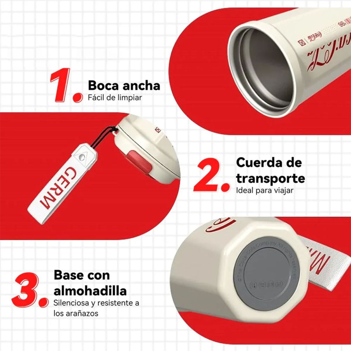 COCA COLA - Termo Café Coca-Cola Original 390ml Acero Inoxidable Frío 24 Horas