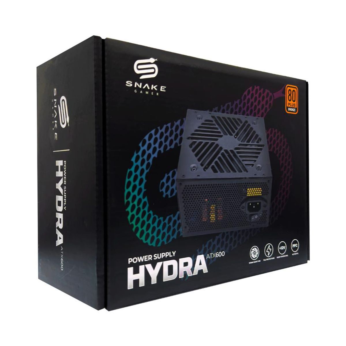 SNAKE GAMER - Fuente de Poder Hydra ATX 600W Certificada 80 Plus Bronze