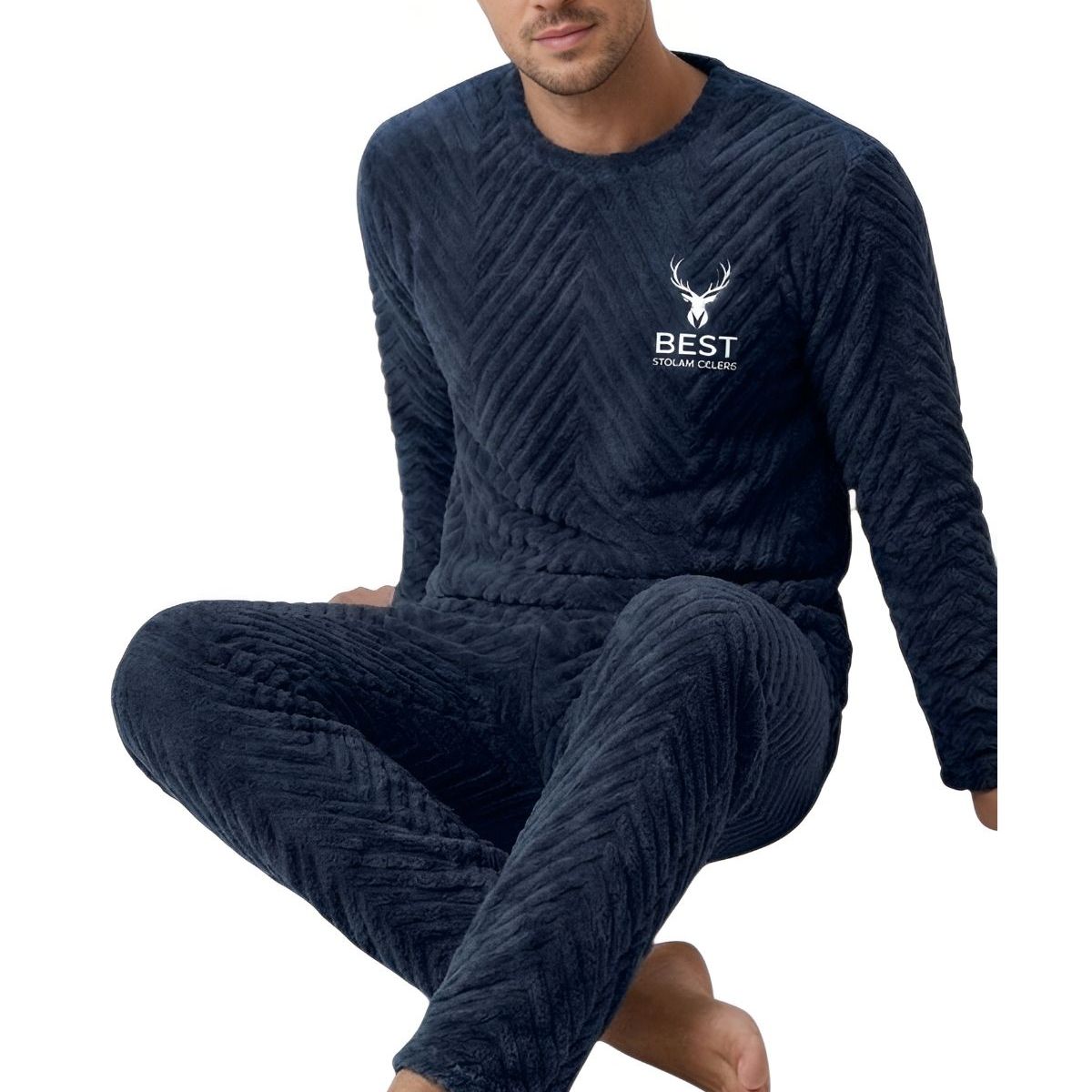 LOOK SHOP - Pijama Hombre Polar Excelente Calidad, Regalo Para Papa 032