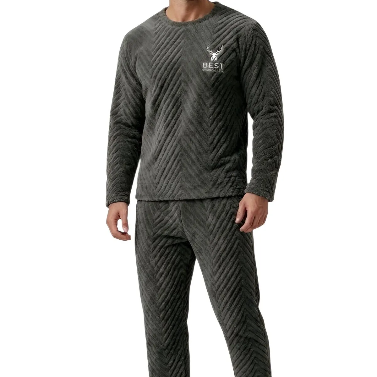 LOOK SHOP - Pijama Hombre Polar Excelente Calidad, Regalo Para Papa 032