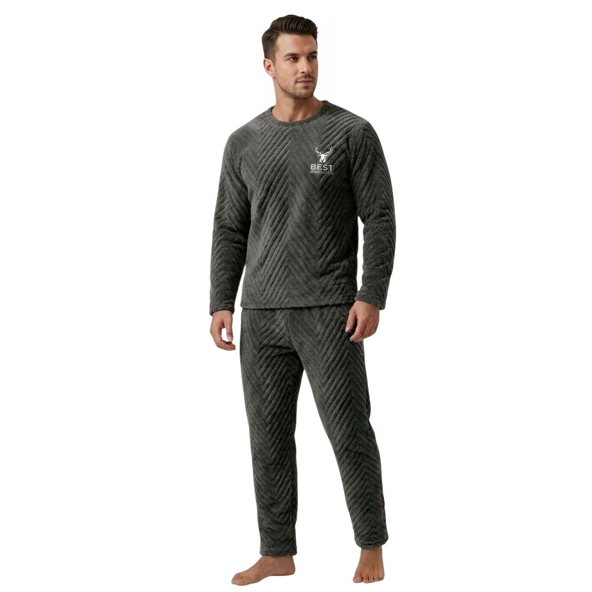 LOOK SHOP - Pijama Hombre Polar Excelente Calidad, Regalo Para Papa 032