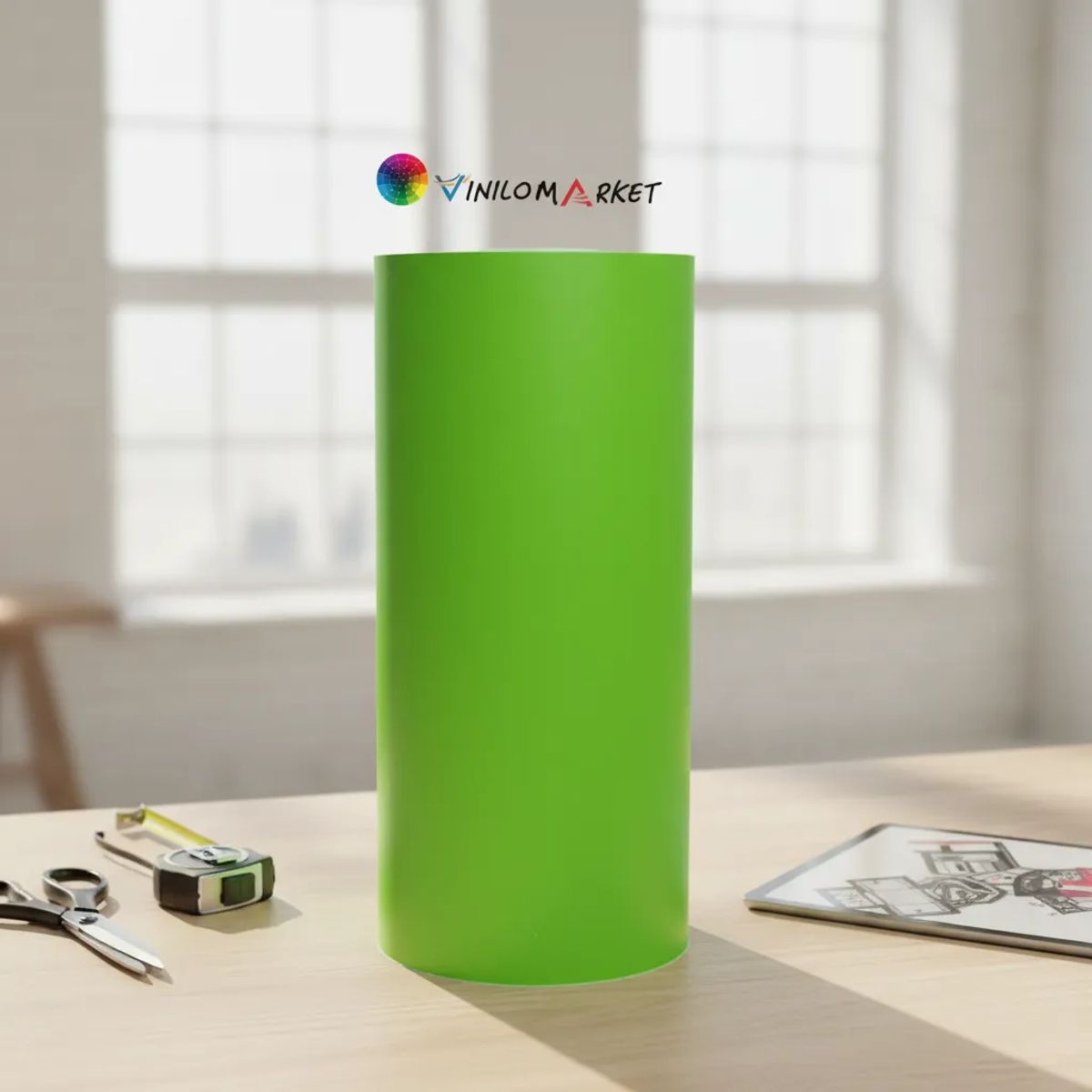 NEON - Vinilo Adhesivo De Corte Verde Manzana Mate De 30 Cm X 10 Mts