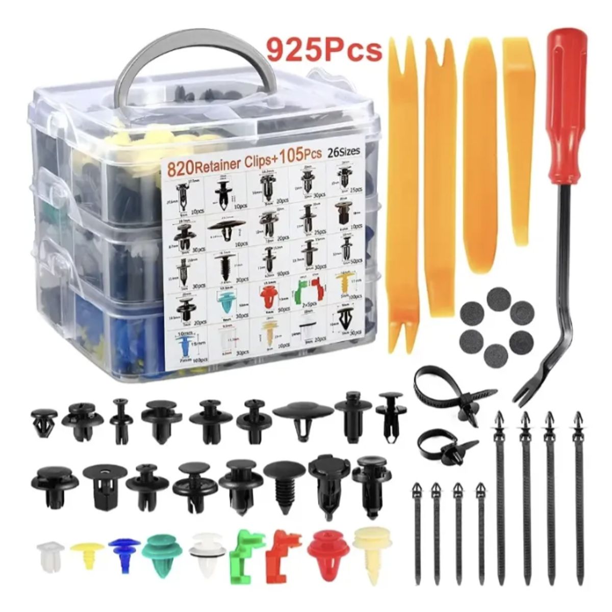 GENERICO - Kit 925 Clip Broche Retencion Plastico Auto Lata Tapabarro