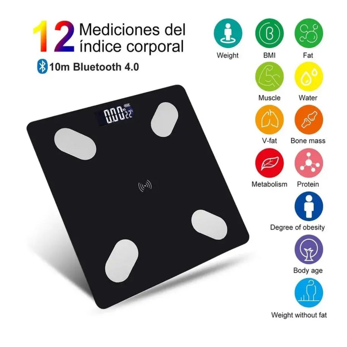 GENERICO - Bascula Inteligente Digital Color Negro Con Baterias Labg