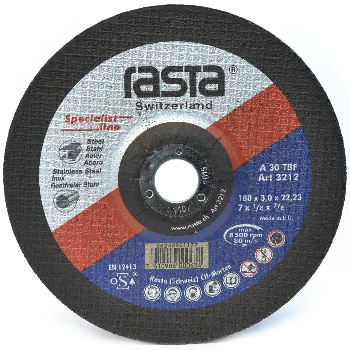 RASTA - Disco de Corte para Metal Universal Specialist Line 7 180x3x22mm CE Rasta