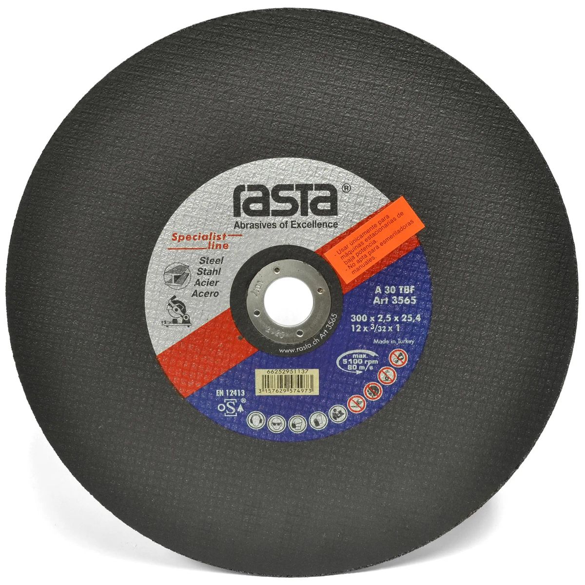 RASTA - Disco de Corte para Metal Universal Specialist Line 12 300x2.5x25mm Tronzadora Rasta