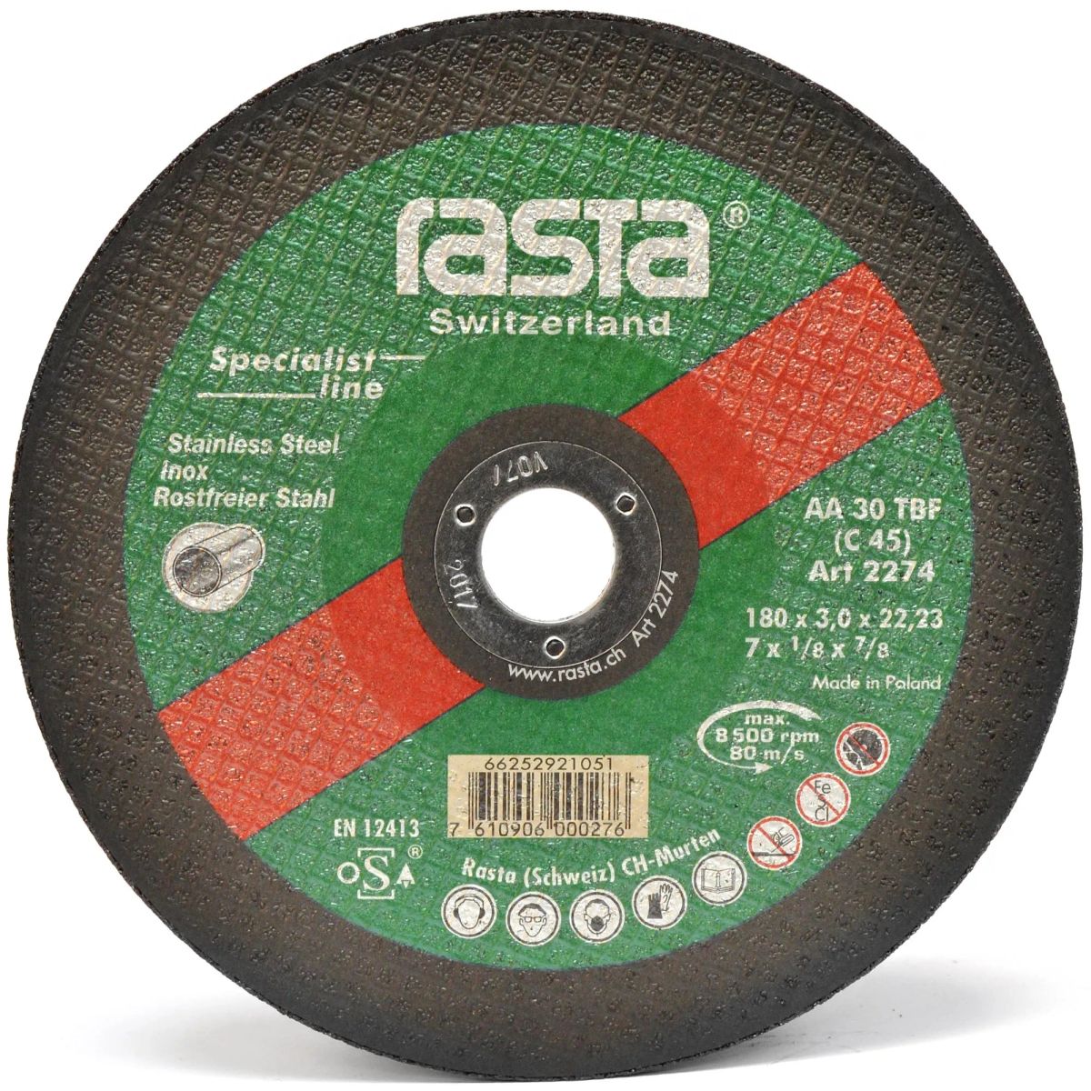 RASTA - Disco de Corte para Acero Inoxidable Specialist Line 7 CE Rasta