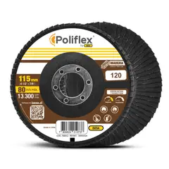 POLIFLEX - Disco Flap Laminado Madera 4.5 Grano 120 Carburo de Silicio