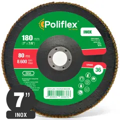 POLIFLEX - Disco Flap Laminado Acero Inox. 7 Grano 36 Zirconio