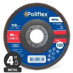POLIFLEX - Disco Flap Laminado Metal 4.5 Grano 120 Óxido de Aluminio