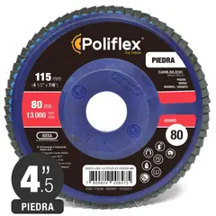 POLIFLEX - Disco Flap Laminado Piedra y Vidrio 4.5 Grano 80