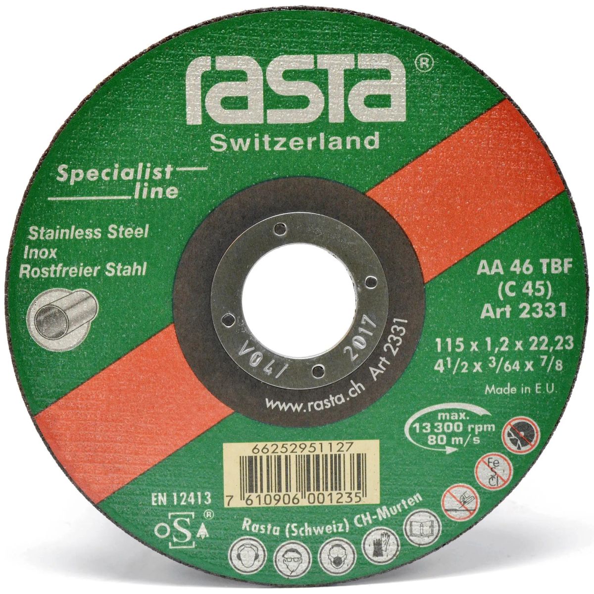 RASTA - Disco de Corte para Acero Inoxidable Specialist Line 4 12 115x1.2x22mm Rasta