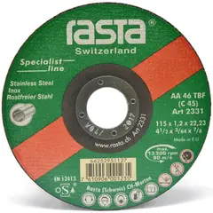 RASTA - Disco de Corte para Acero Inoxidable Specialist Line 4 12 115x1.2x22mm