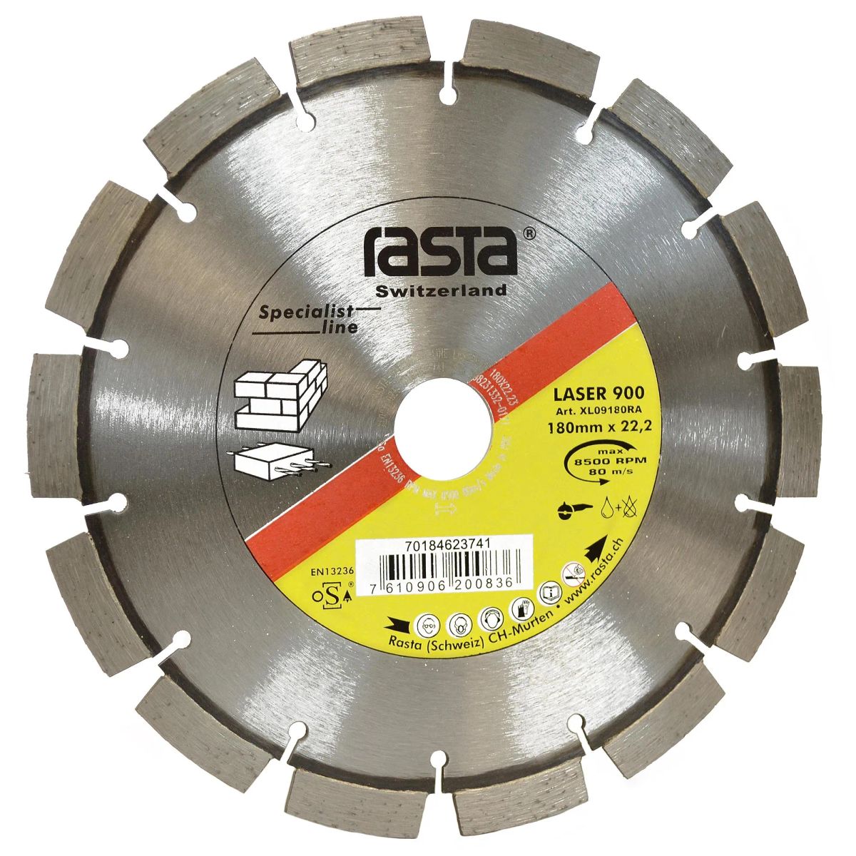 RASTA - Disco Diamantado para Hormigón Specialist Line Láser 900 7 180x2.5x22mm Rasta