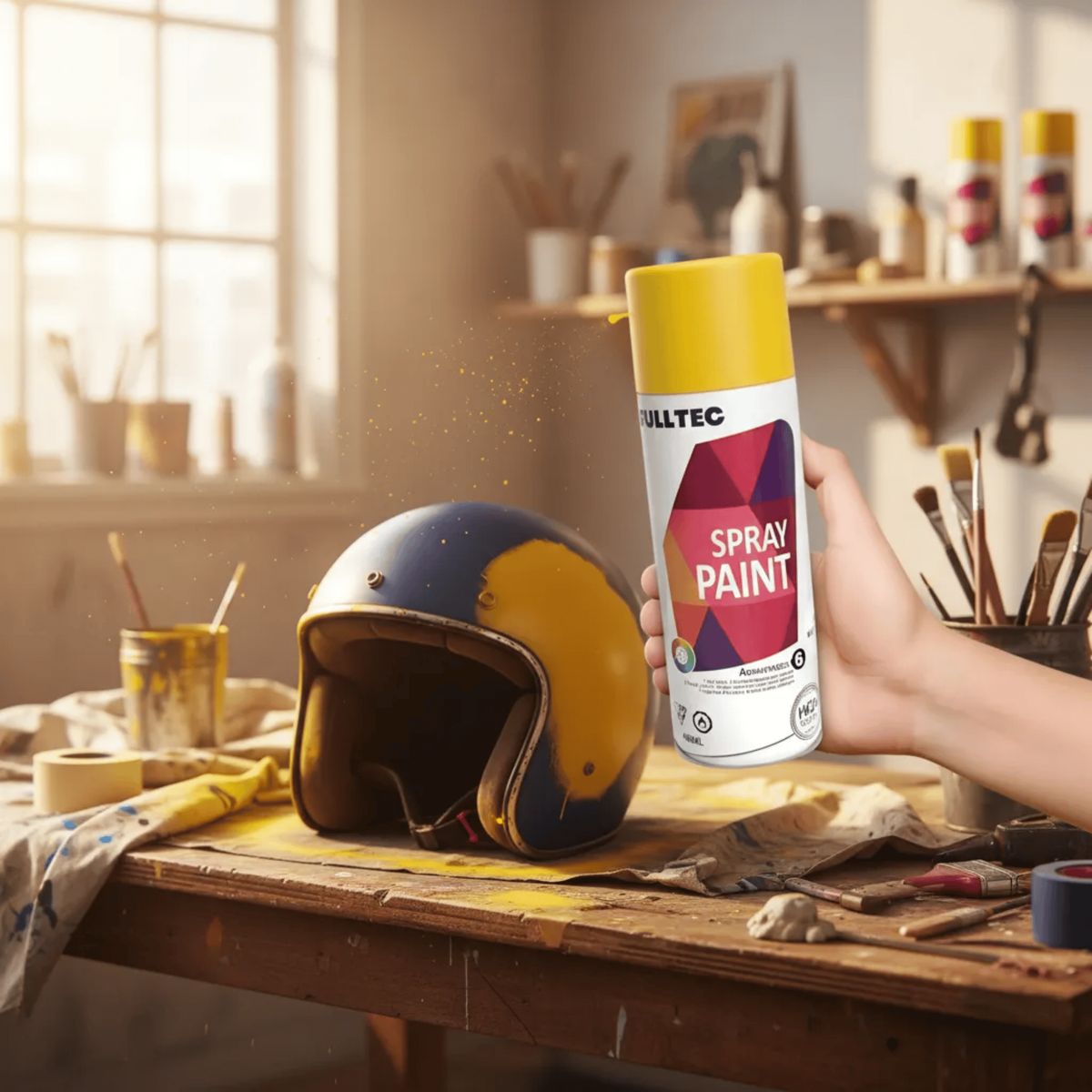 FULLTEC - Pintura Spray Tela Madera Metal Plastico Ploeo Vehicular Amarillo