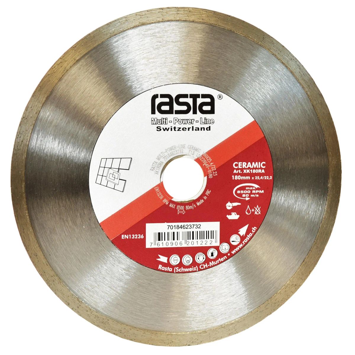 RASTA - Disco Diamantado para Cerámica Multi Power Line Ceramic 7 180x2x22.2mm CE Rasta