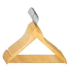 GENERICO - Set De 8 Colgadores De Madera Con Barra Antideslizante