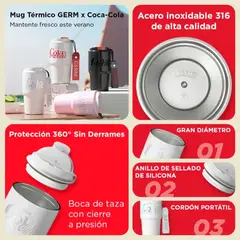 COCA COLA - Vaso Termico Rosado Enjoy 590ml Acero Inoxidable Premium