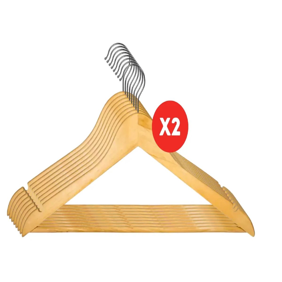 GENERICO - Pack X2 Set 8 Colgadores De Madera 16 Uni Ganchos Perchas