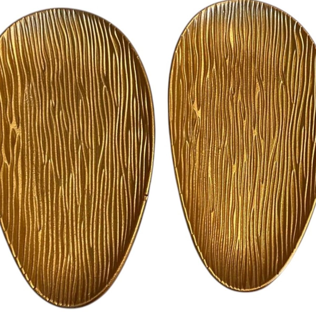 GENERICO - Bandejas Decorativas Ovaladas Doradas Set 2 Piezas – Textura Madera