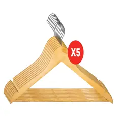 GENERICO - Pack X5 Set 8 Colgadores De Madera 40 Uni Ganchos Perchas