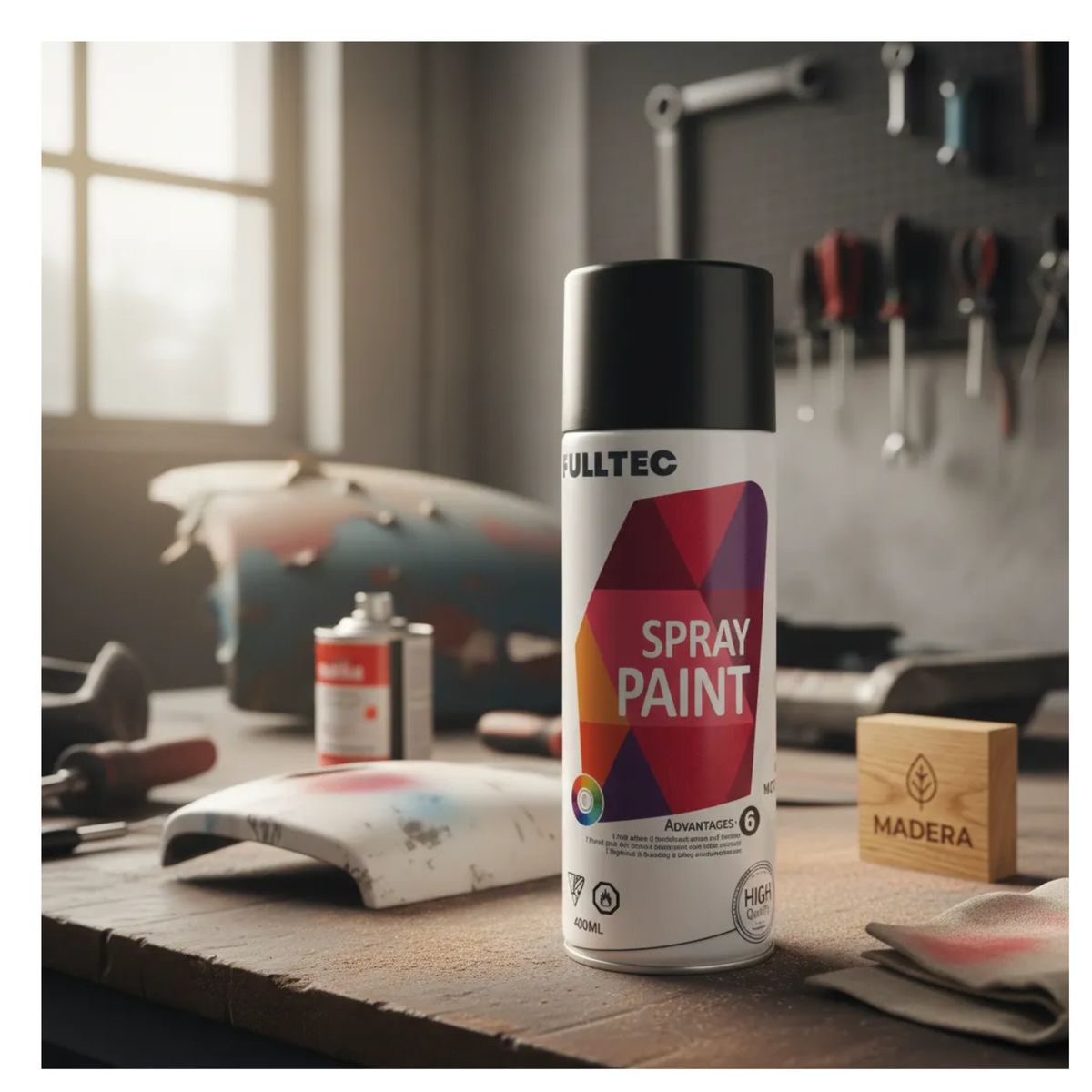 FULLTEC - Pintura Spray Tela Madera Metal Plastico Ploeo Vehicular Negro