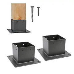GENERICO - Pack 2 Bases Soporte Metálico Para Poste Pérgola 4x4 (91mm)