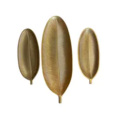 GENERICO - Set Bandejas Decorativas Hoja doradas  3 Piezas – Estilo Moderno Elegante