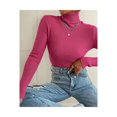 LOOK SHOP - Sweater Beatle Lana Mujer Cuello Alto Doble Otoño Invierno T50