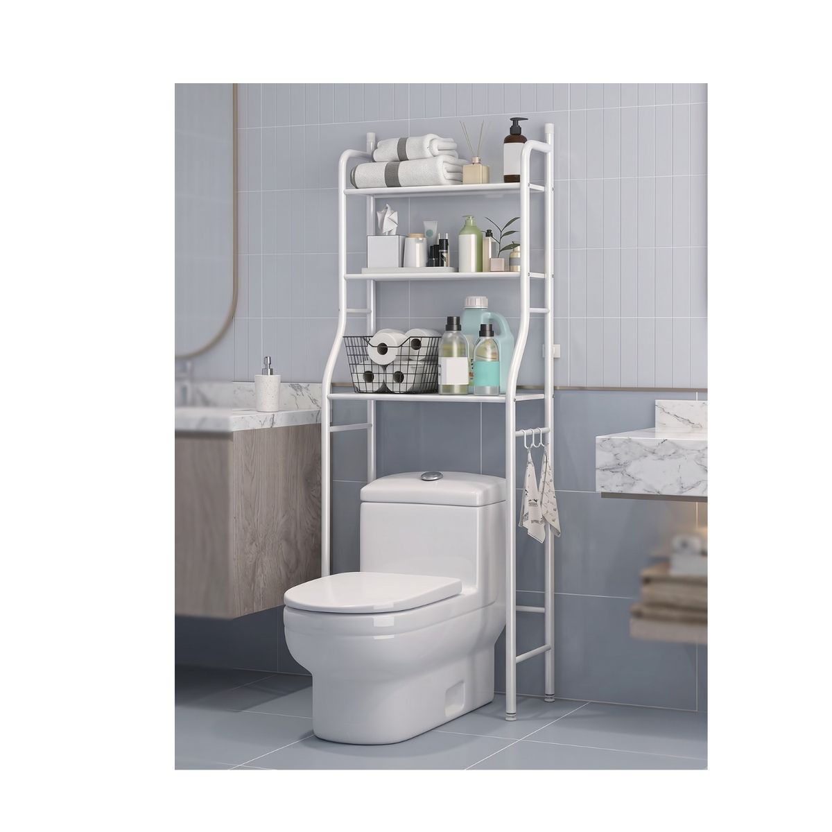 GENERICO - Estante Organizador de Baño Sobre Inodoro Metálico de 3 Niveles - Maximiza Espacio