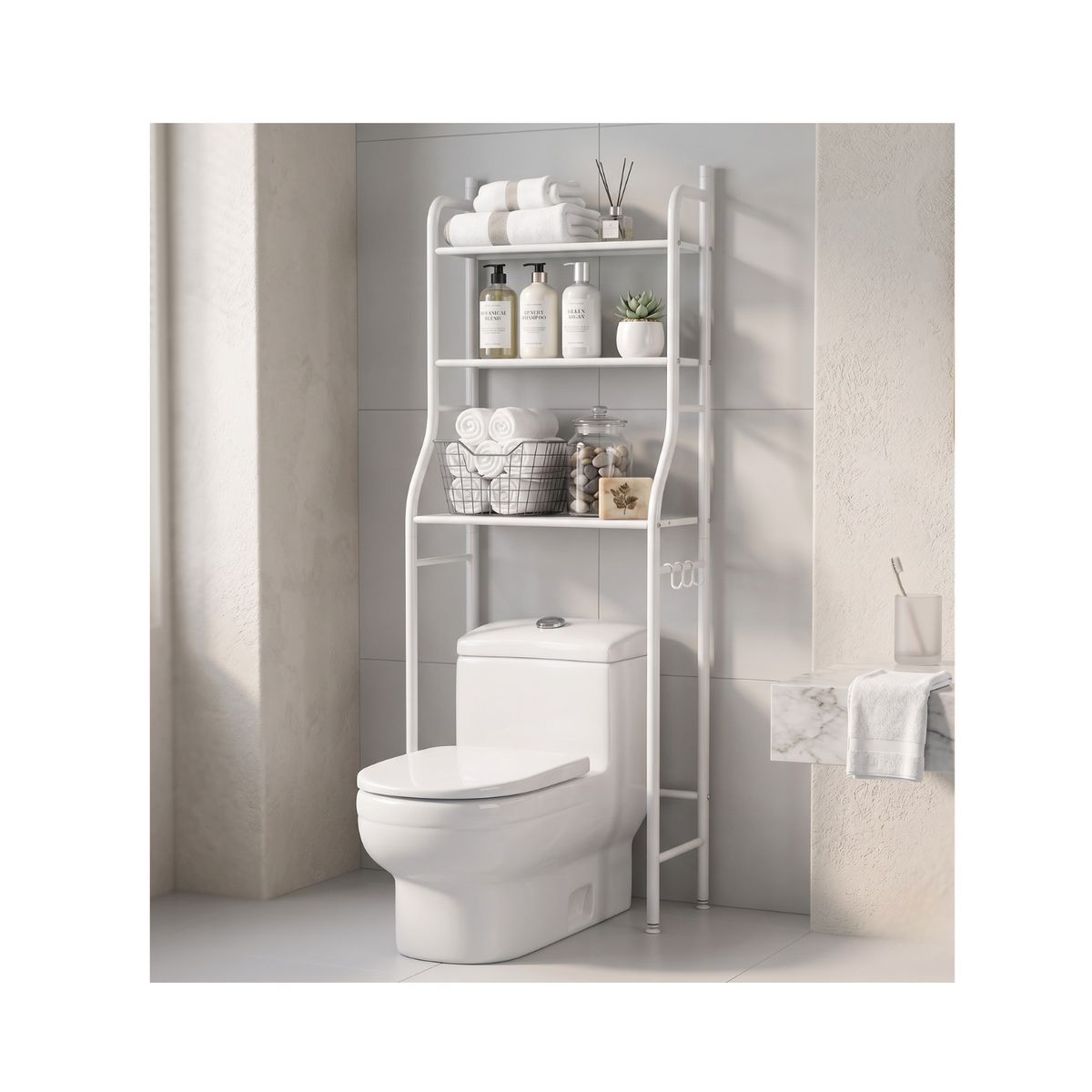 GENERICO - Estante Organizador de Baño Sobre Inodoro Metálico de 3 Niveles - Maximiza Espacio