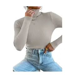 LOOK SHOP - Sweater Beatle Lana Mujer Cuello Alto Doble Otoño Invierno T50