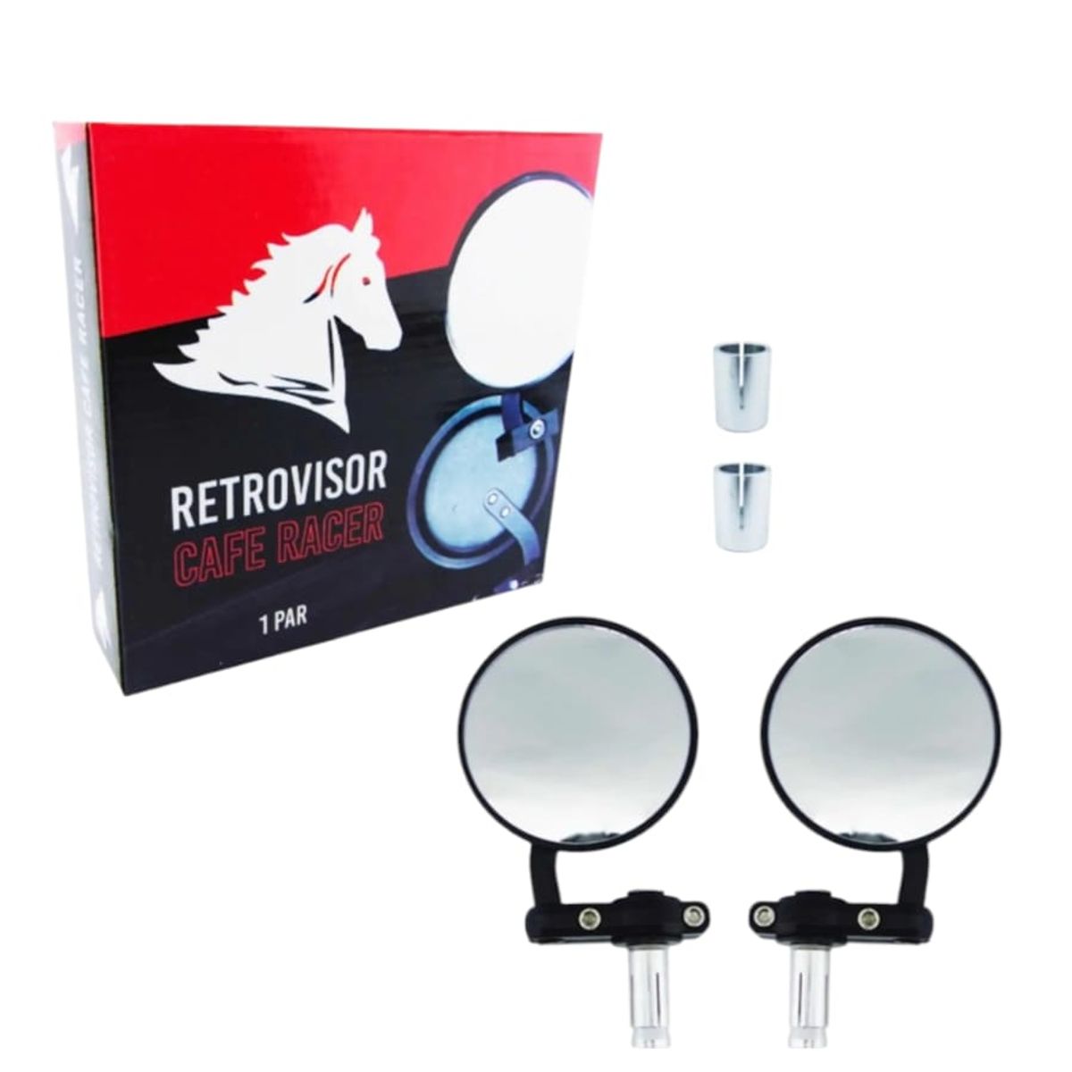 GENERICO - Set De Espejo Redondo P Manillar De Moto, Modelo Cafe Racer