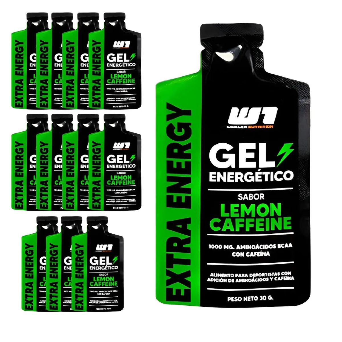 WINKLER NUTRITION - Pack X12 Geles Energeticos Con Cafeina Limon Bcaas Winkler