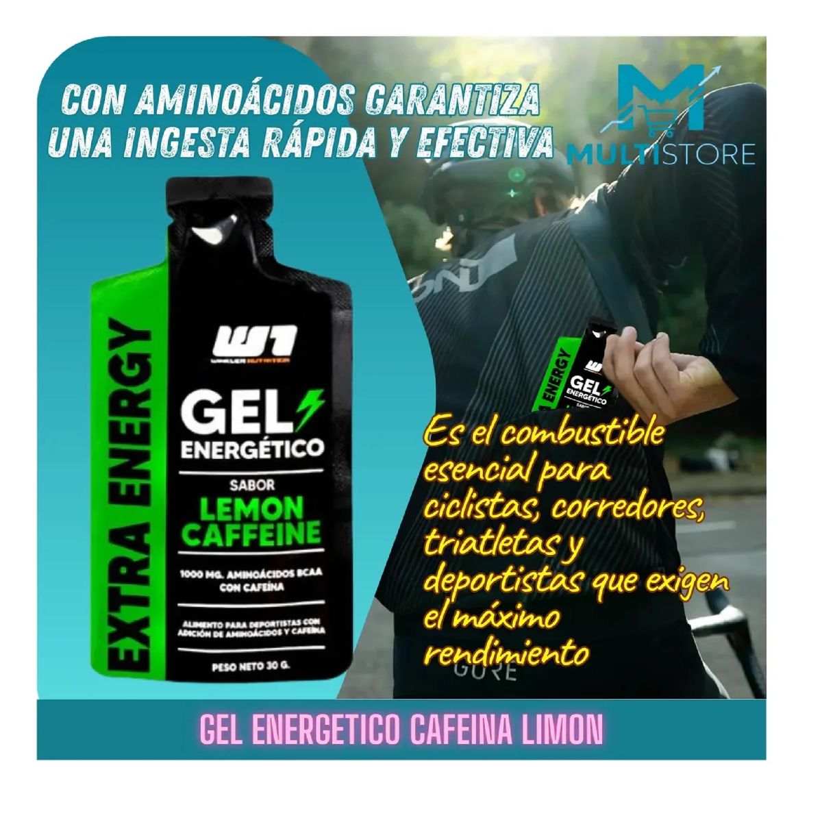 WINKLER NUTRITION - Pack X12 Geles Energeticos Con Cafeina Limon Bcaas Winkler