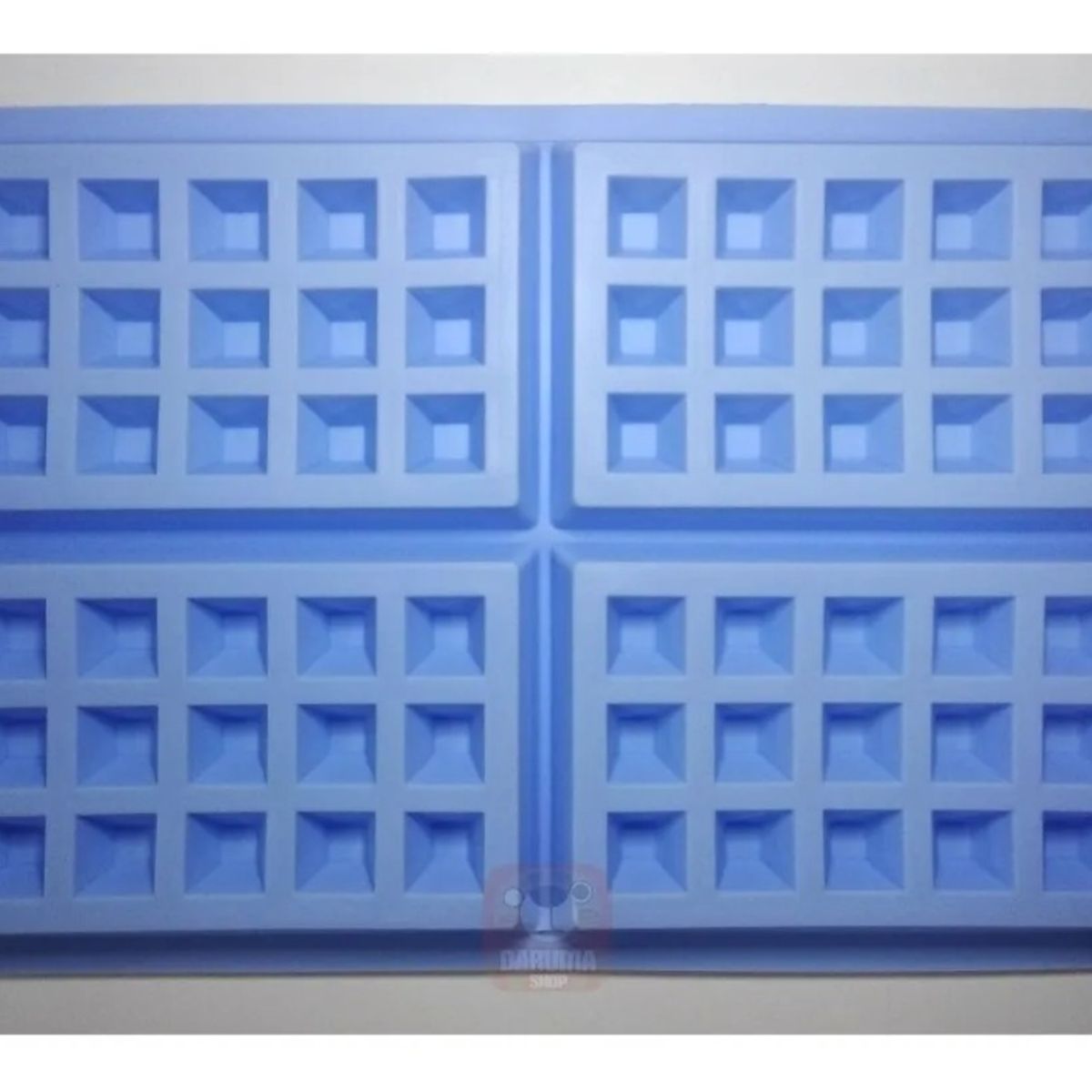 GENERICO - Molde de silicona para mini waffles o chocolates con 4 cavidades en Celeste