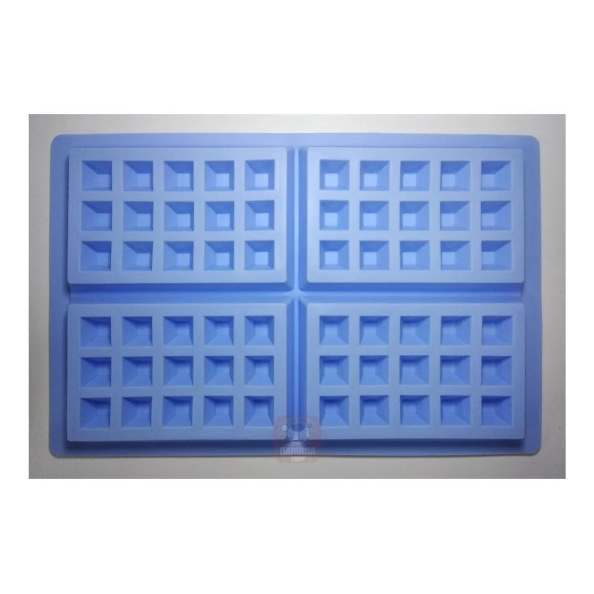 GENERICO - Molde de silicona para mini waffles o chocolates con 4 cavidades en Celeste