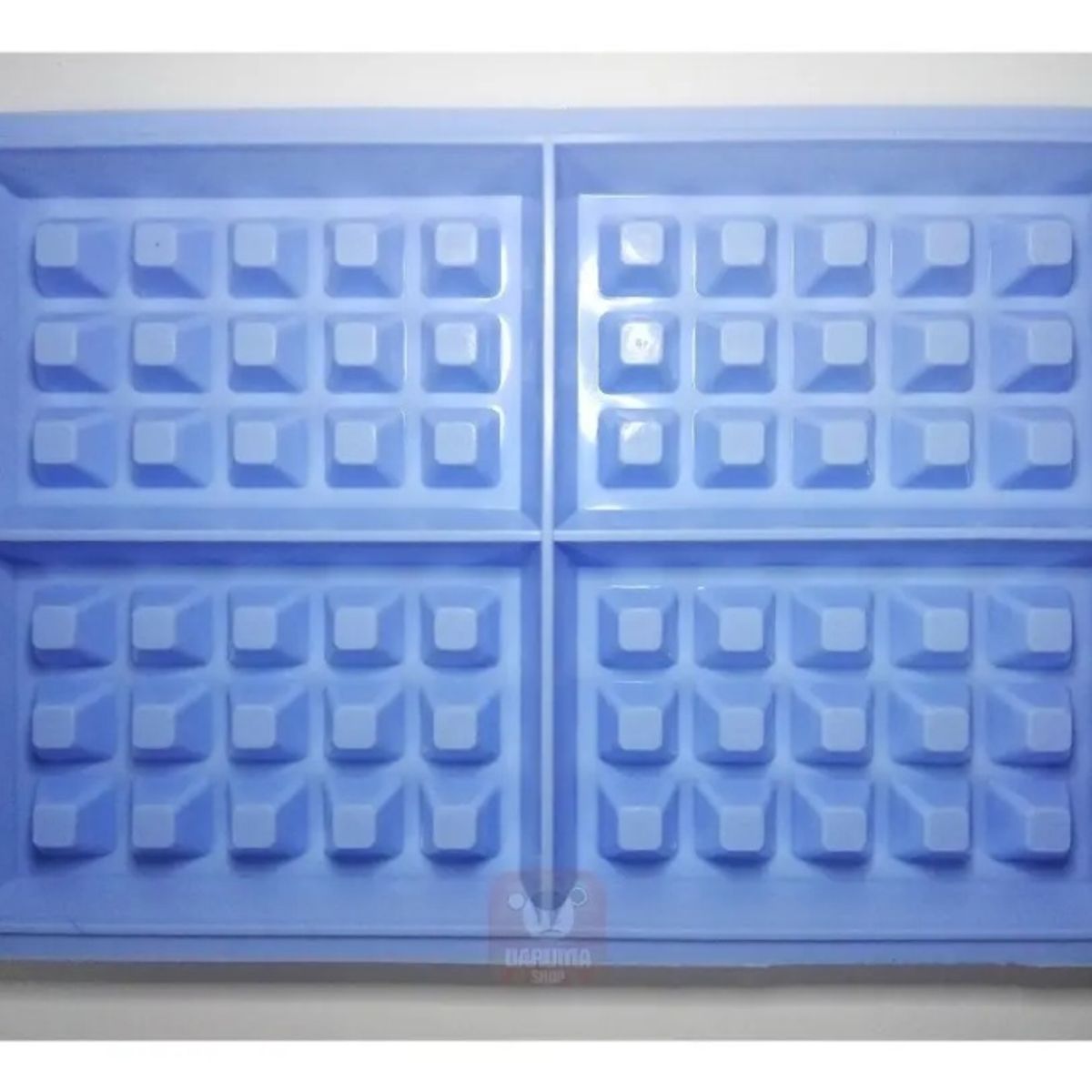 GENERICO - Molde de silicona para mini waffles o chocolates con 4 cavidades en Celeste