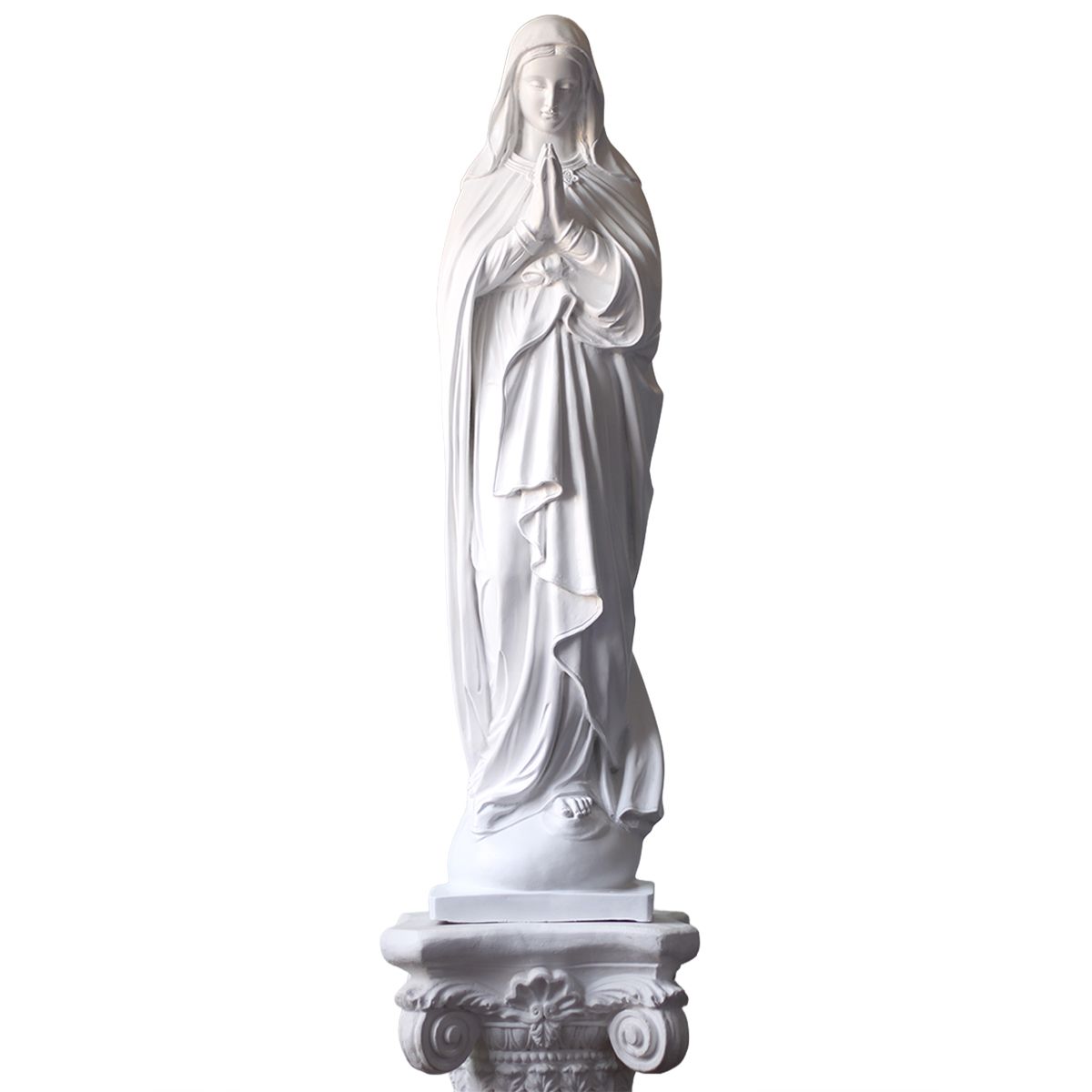 GENERICO - Escultura Virgen Maria Rezando blanca exterior e interior fibra de vidrio 98cm Estatua Figura