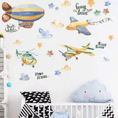 MY MOMI - Vinilo Decorativo Infantil Aviones y Globos Sticker Pared Niño
