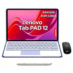 LENOVO - Tablet Pad Plus 12 Idea Tab Plus 8GB+128GB WiFi Y Lápiz táctil+Teclado Púrpura+Lápiz táctil