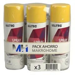FULLTEC - Pack X3 Pintura Spray Tela Madera Metal Plastico Vehicular Amarillo 25