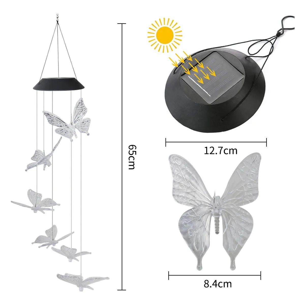 GENERICO - Lampara Solar Terraza Jardín Luz Colgante Led Solar Exterior Recargable