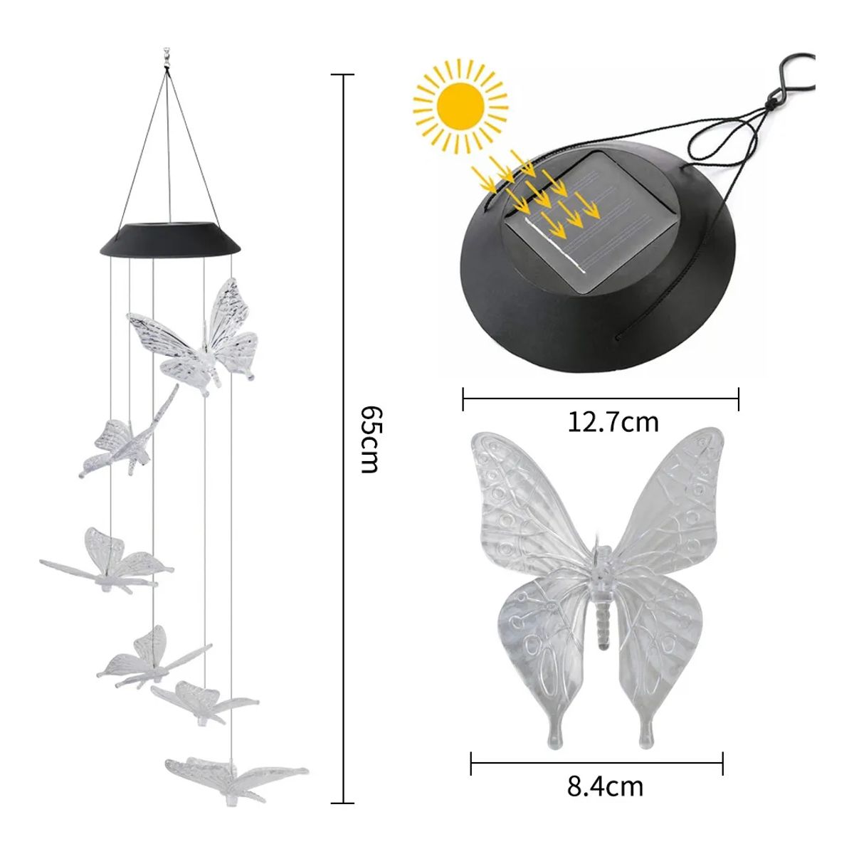 GENERICO - Lampara Solar Terraza Jardín Luz Colgante Led Solar Exterior Recargable