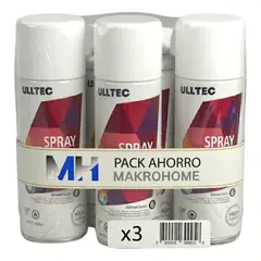 FULLTEC - Pack X3 Pintura Spray Tela Madera Metal Plastico Vehicular Blanco