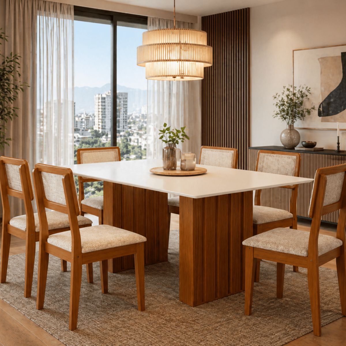 EXIT - Juego de Comedor 6 Sillas Mesa 160x90 cm